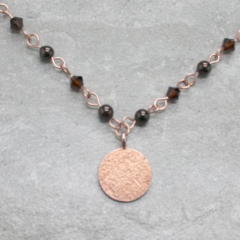 Rose gold & chocolate brown crystal necklace